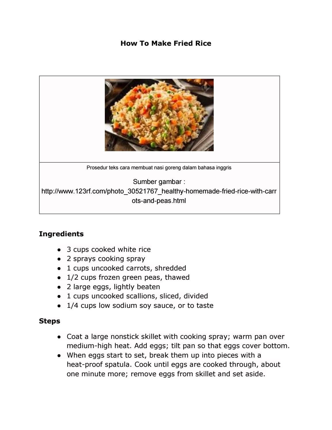 resep masakan bahasa inggris